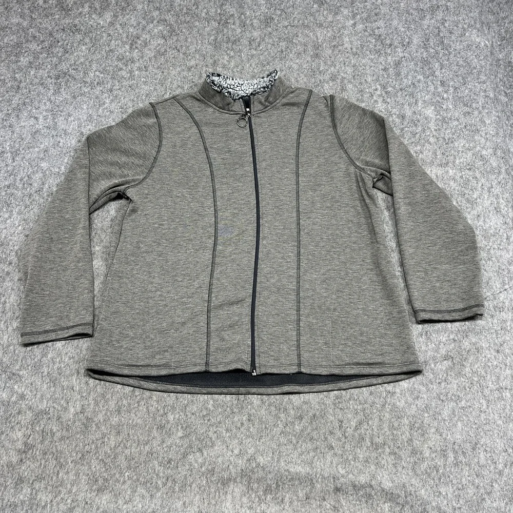 Cuddl Duds Jacket Girls 14-16 Gray Fleece Lined Full Zip‎ Sherpa Collar Casual